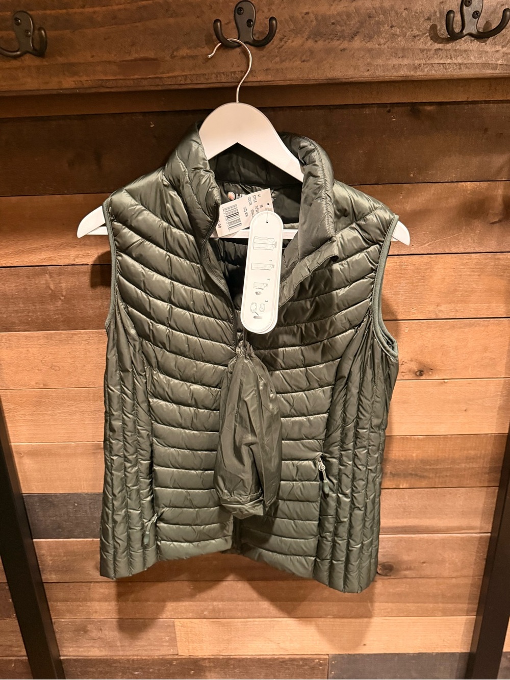 HEAT - Olive Green Down Packable Vest, Women’s Size M